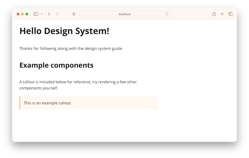 A Rails application with some basic design system components including a callout